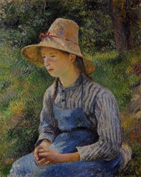 Camille Pissarro : Young Peasant Girl Wearing a Hat